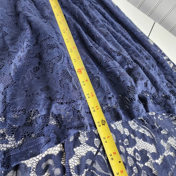 DressyStar Womens Halter Floral Lace Hi-Lo Party Dress Navy M Blue Sleeveless - Picture 13 of 14
